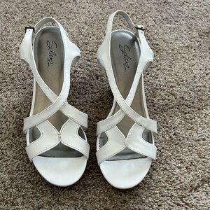 Elegant White Cork Wedge Sandals